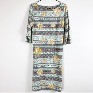 J. McLaughlin Mint Green Striped Sunprint Midi Dress